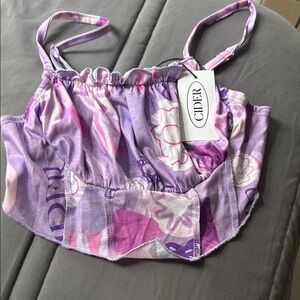 Cider Lavender and Pink Floral Cropped Cami